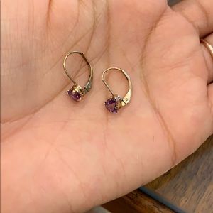 Amethyst and Gold heart earrings